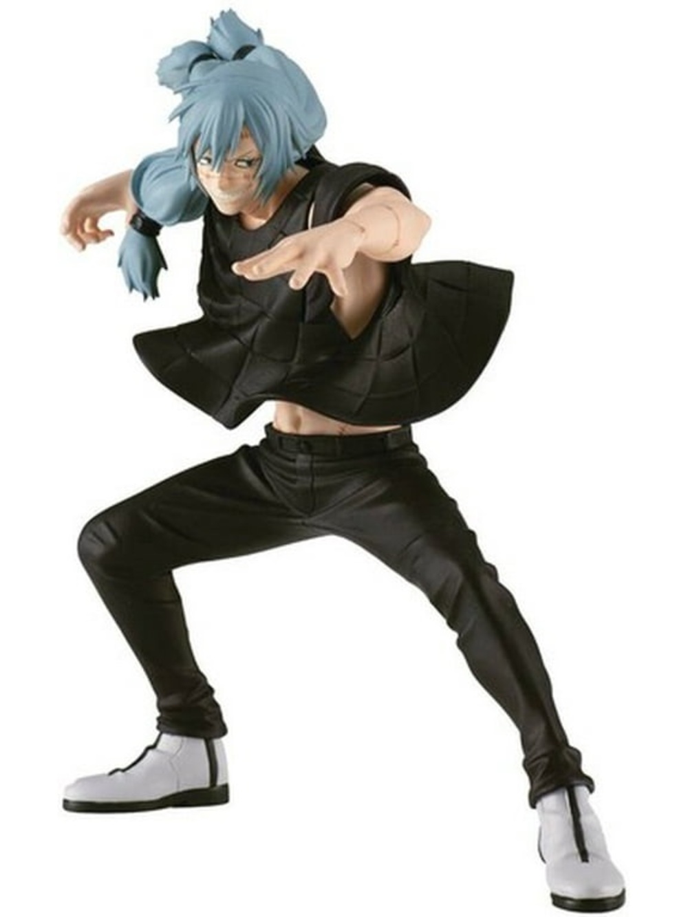 Posable Anime Action Figure - Blue-Haired Male Character in Black Outfit